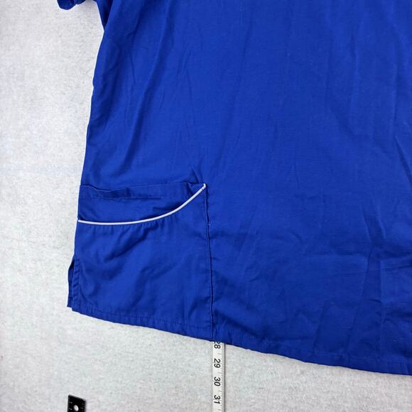 Butter Soft Scrub Top Womens XL Cobalt Blue Nursing Work Uniform Pockets Comfort - Picture 8 of 9